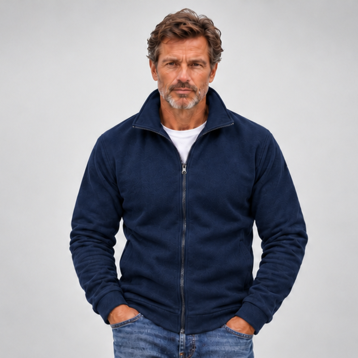Men's Full-Zip Sweatshirt | Stand Collar Casual Jacket