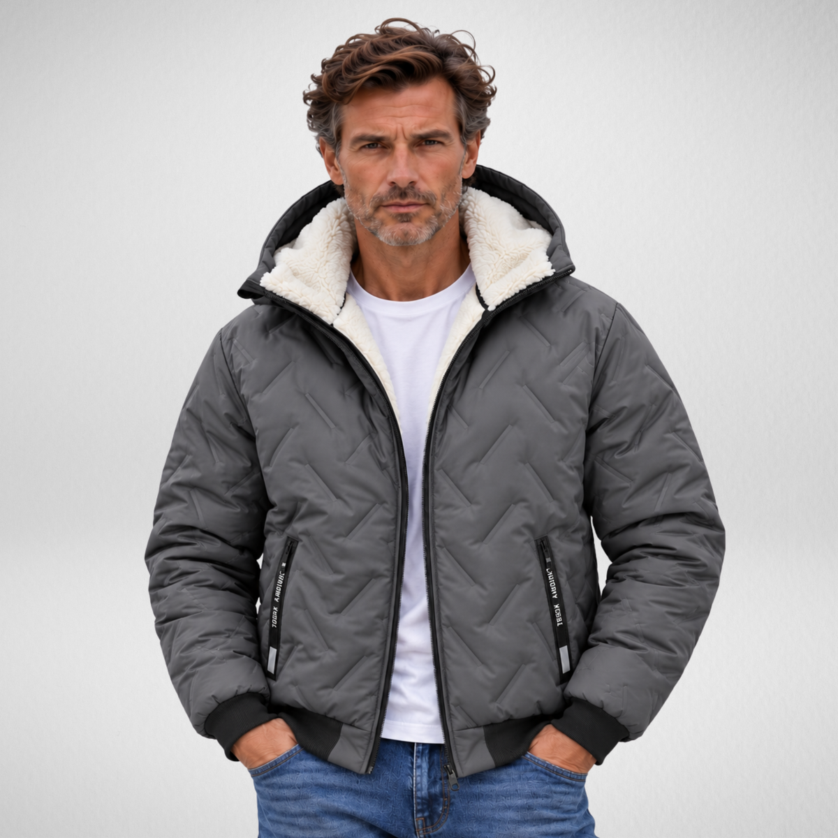 Men's Sherpa Lined Quilted Jacket | Hooded Winter Coat