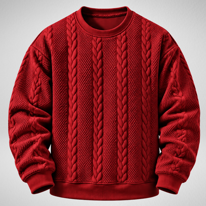Men's Cable Knit Sweatshirt | Textured Crew Neck Pullover