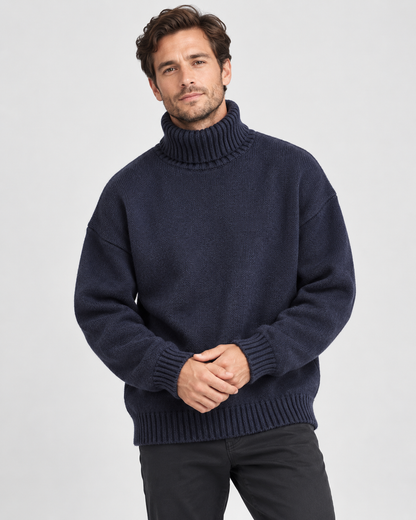 Men's Turtleneck Sweater | Classic Relaxed Fit Knit Pullover
