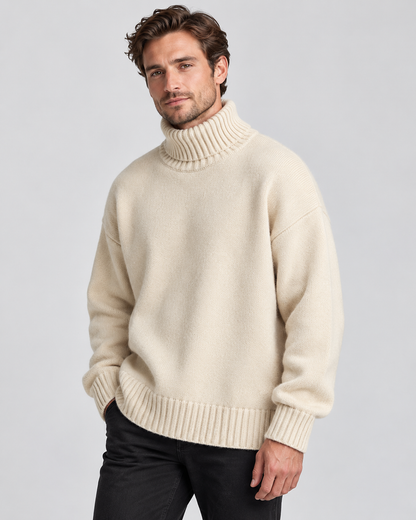 Men's Turtleneck Sweater | Classic Relaxed Fit Knit Pullover