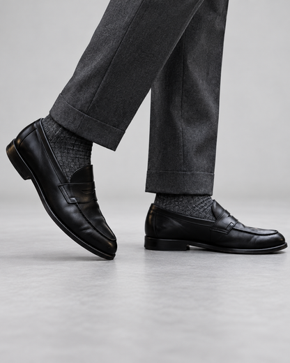 Men's Leather Penny Loafers | Classic Slip-On Dress Shoes
