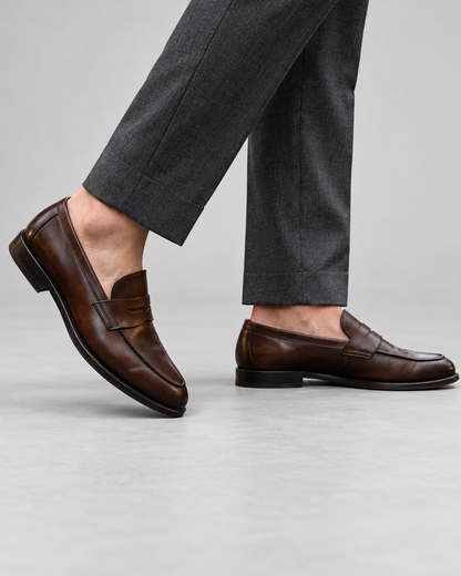Men's Leather Penny Loafers | Classic Slip-On Dress Shoes
