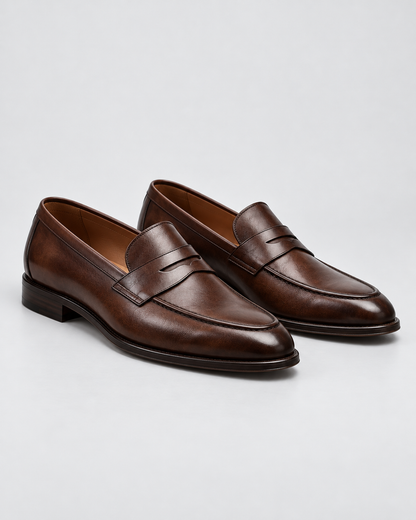 Men's Leather Penny Loafers | Classic Slip-On Dress Shoes