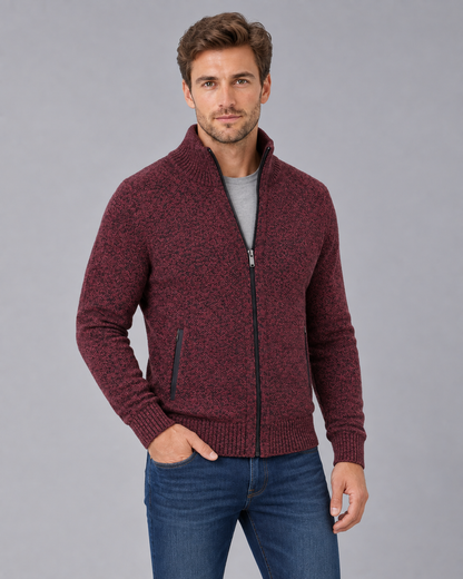 Men's Zip-Up Knit Cardigan | Classic Stand Collar Sweater