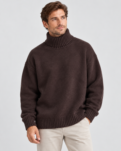 Men's Turtleneck Sweater | Classic Relaxed Fit Knit Pullover