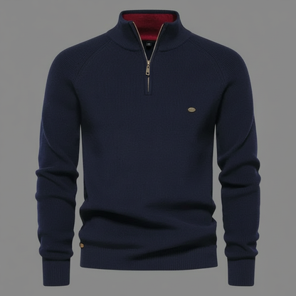 Men's Quarter Zip Sweater | Ribbed Knit Pullover