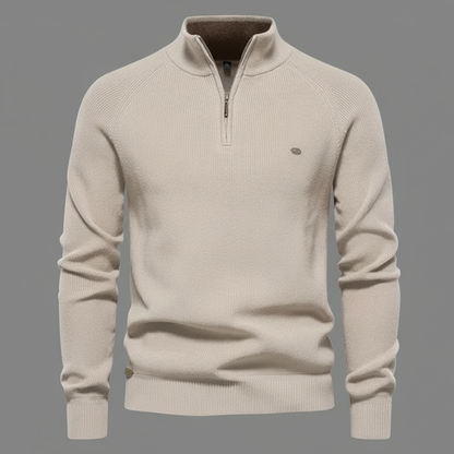 Men's Quarter Zip Sweater | Ribbed Knit Pullover