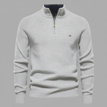 Men's Quarter Zip Sweater | Ribbed Knit Pullover