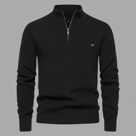 Men's Quarter Zip Sweater | Ribbed Knit Pullover
