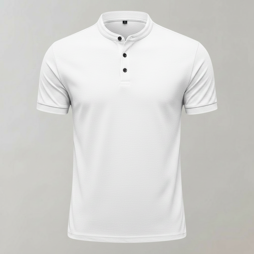 Men's Polo Shirt | Short Sleeve Mandarin Collar Shirt
