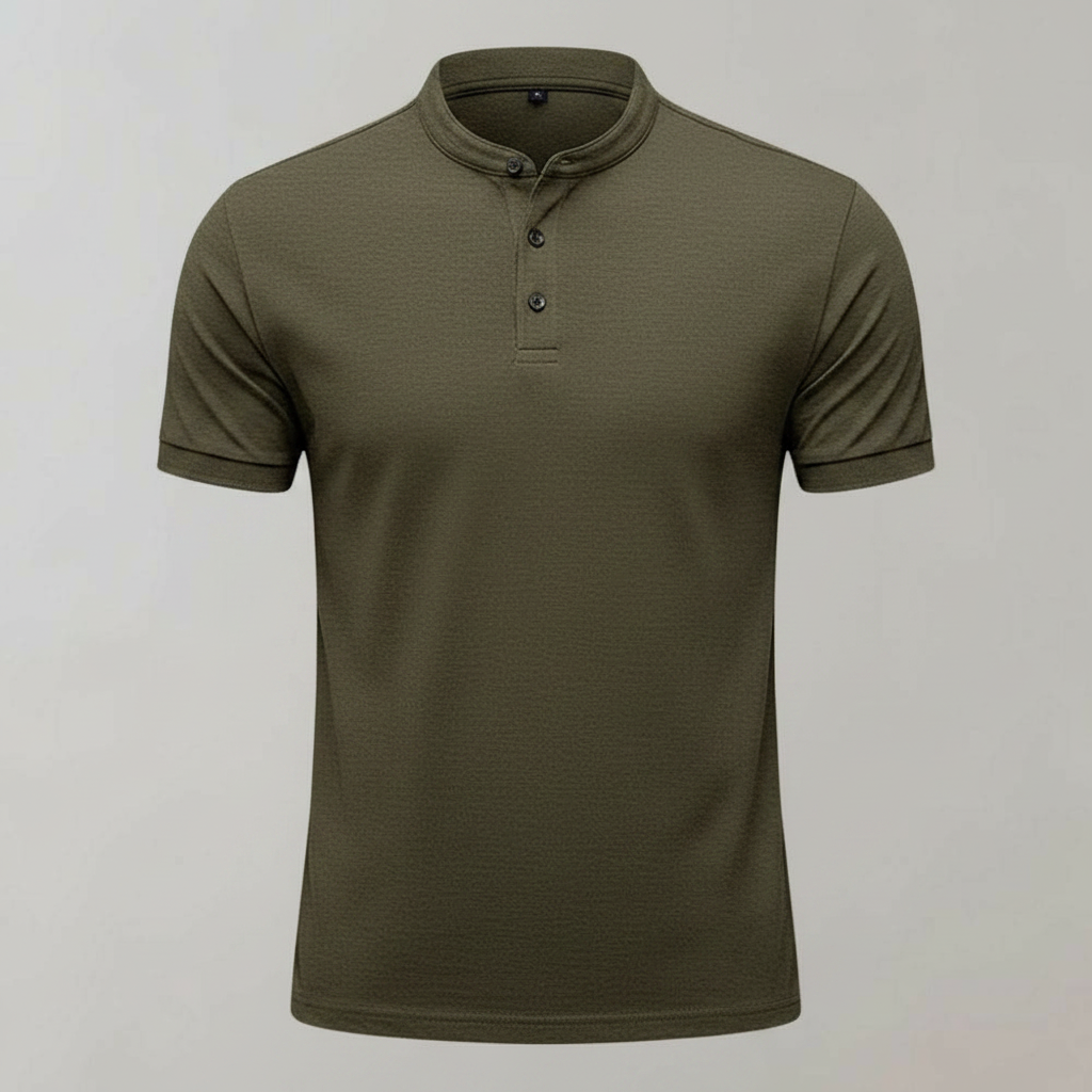 Men's Polo Shirt | Short Sleeve Mandarin Collar Shirt