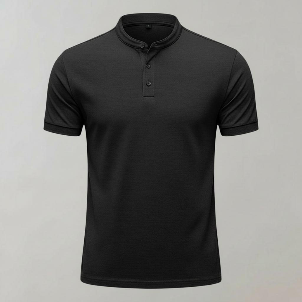 Men's Polo Shirt | Short Sleeve Mandarin Collar Shirt
