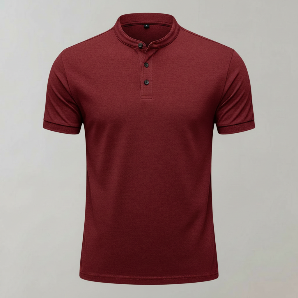 Men's Polo Shirt | Short Sleeve Mandarin Collar Shirt