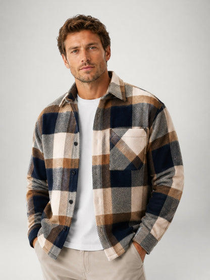 Men's Plaid Shacket | Classic Button-Up Shirt Jacket