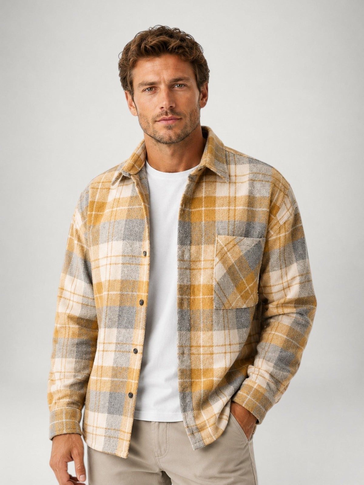 Men's Plaid Shacket | Classic Button-Up Shirt Jacket