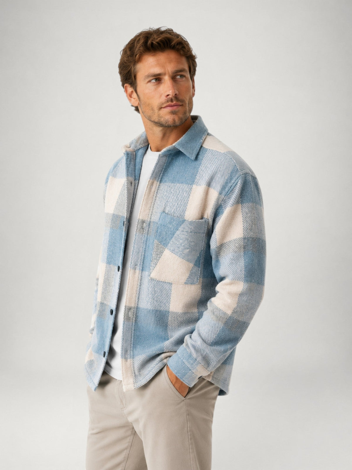 Men's Plaid Shacket | Classic Button-Up Shirt Jacket