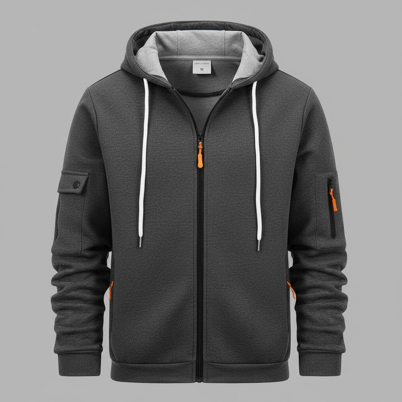 Men's Zip-Up Hoodie | Casual Full-Zip Sweatshirt with Pockets