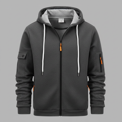 Men's Zip-Up Hoodie | Casual Full-Zip Sweatshirt with Pockets