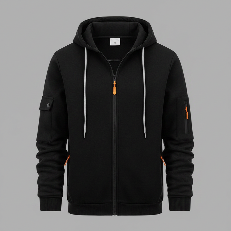 Men's Zip-Up Hoodie | Casual Full-Zip Sweatshirt with Pockets