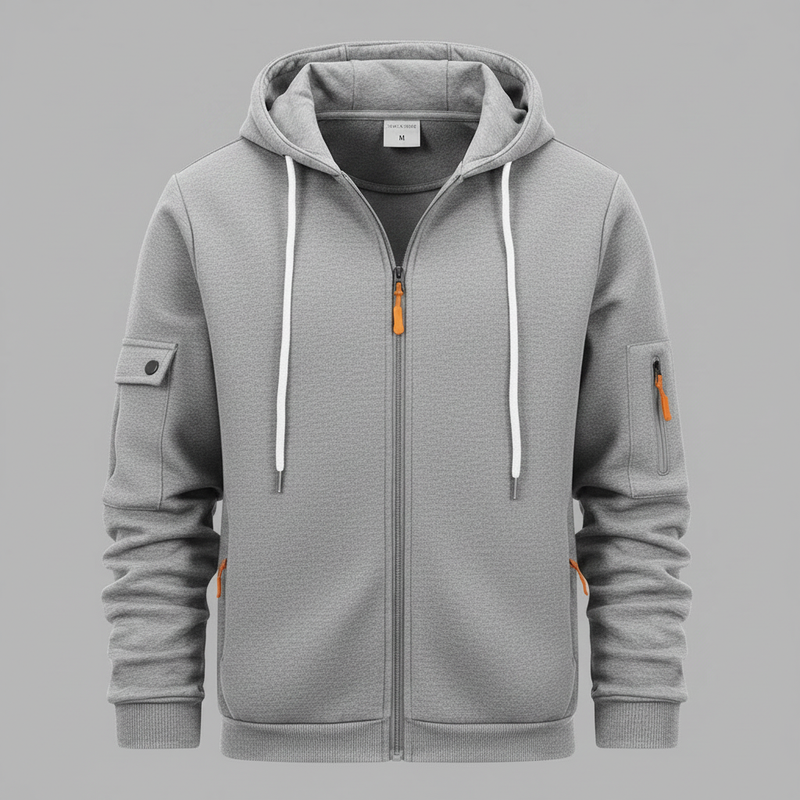 Men's Zip-Up Hoodie | Casual Full-Zip Sweatshirt with Pockets
