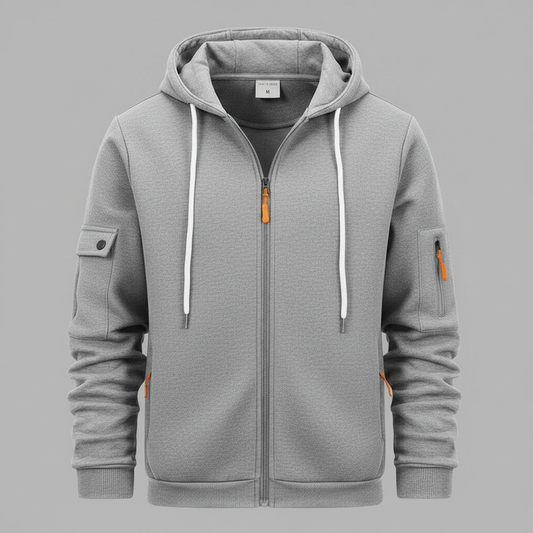Men's Zip-Up Hoodie | Casual Full-Zip Sweatshirt with Pockets