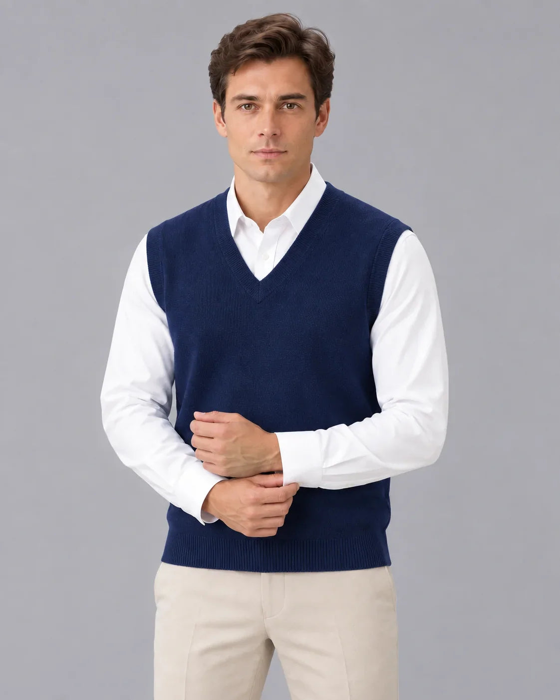 Men's V-Neck Sweater Vest | Classic Sleeveless Knitwear