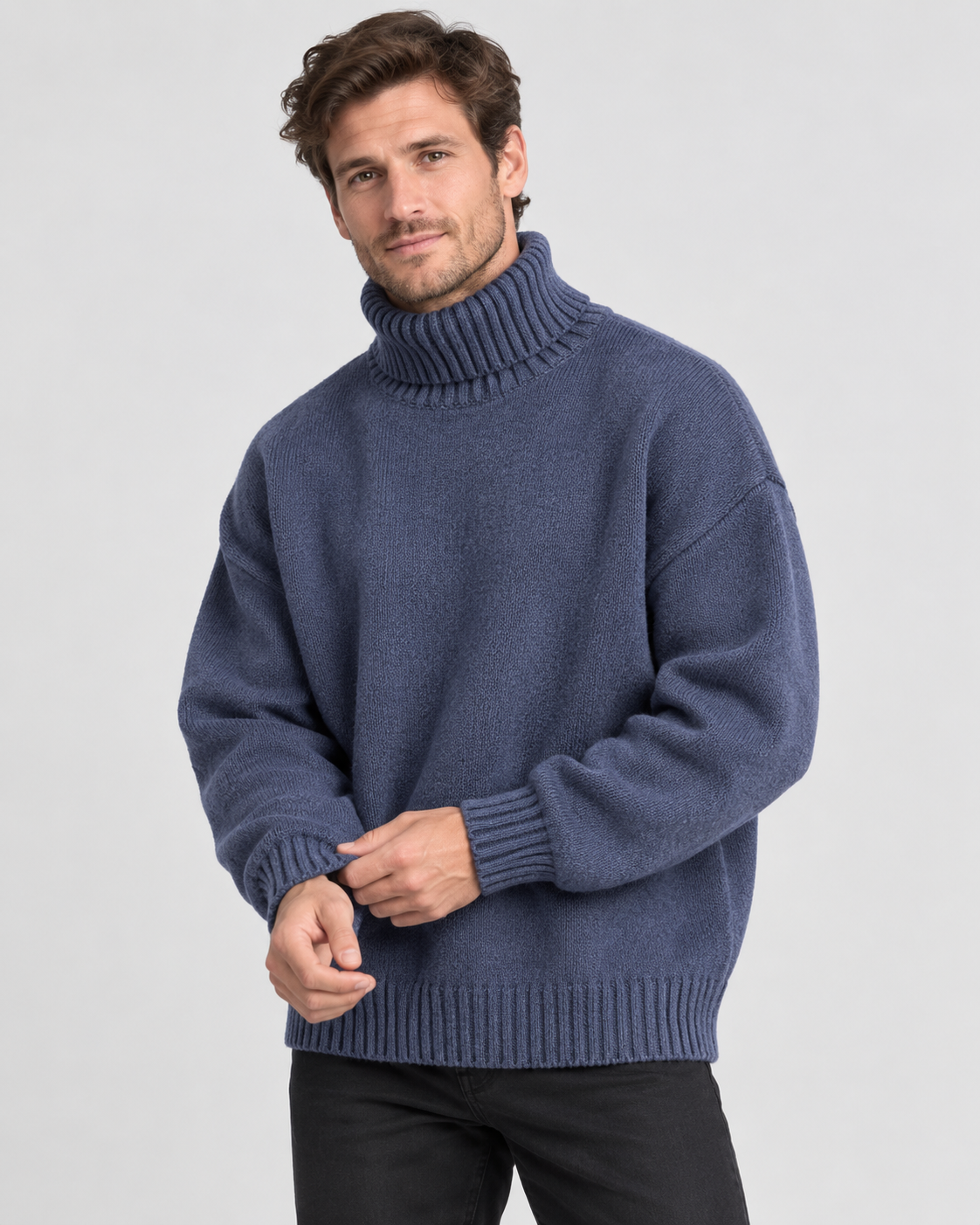 Men's Turtleneck Sweater | Classic Relaxed Fit Knit Pullover