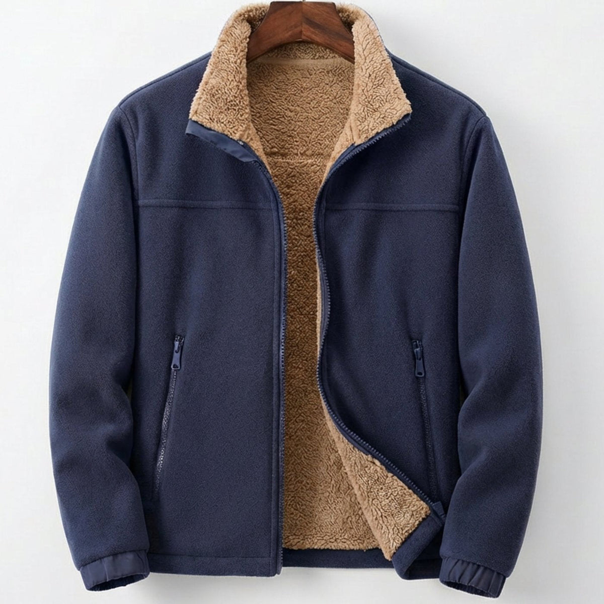 Men's Fleece-Lined Jacket | Classic Zip-Up Winter Jacket
